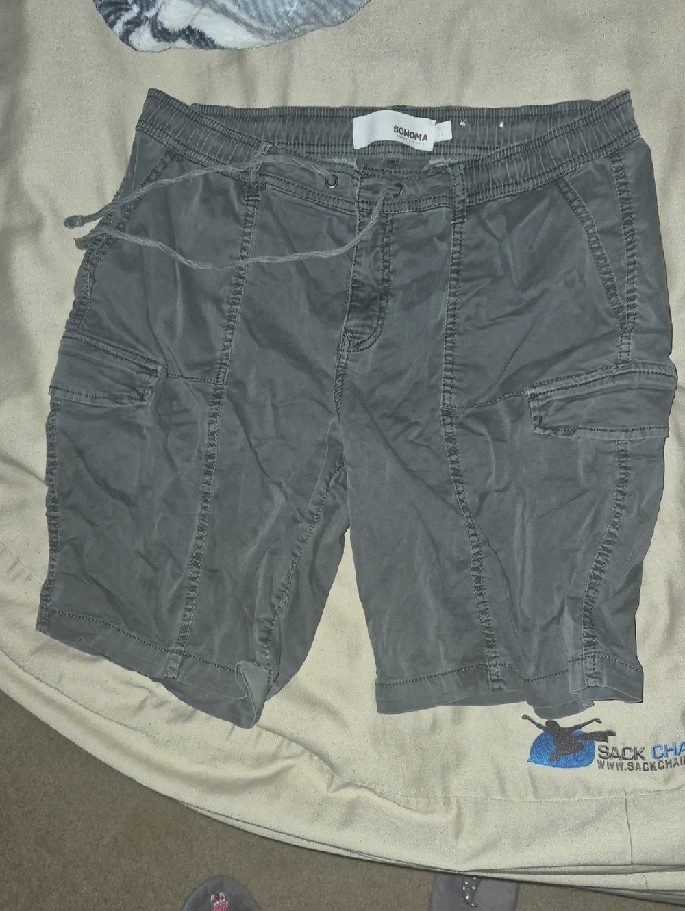 SONOMA Women's Charcoal Gray Cargo Shorts with Drawstring Waist